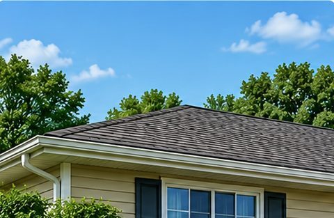 Low, fairly flat roof pitch
